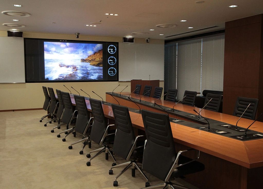 Conference room AV display installation